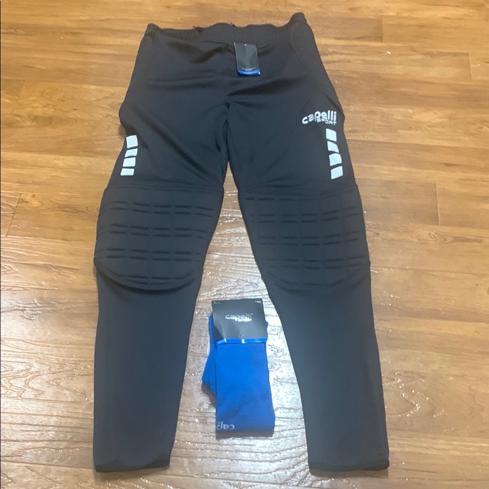 NWT Capelli Sport Black Padded Soccer Goalkeeper Pants and socks